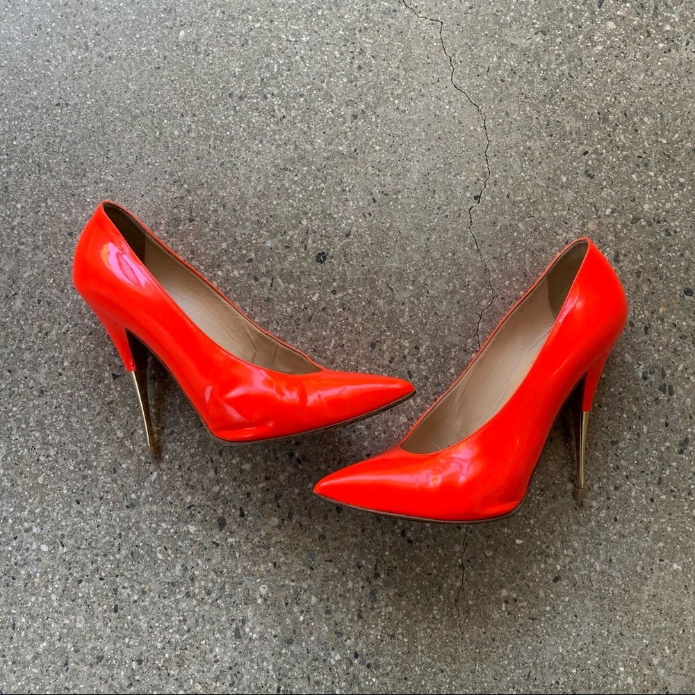 Christian Louboutin Orange Patent Leather Pumps